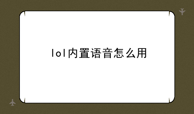 lol内置语音怎么用