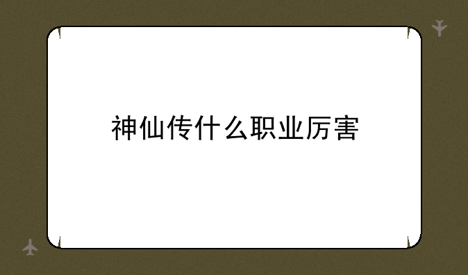 神仙传什么职业厉害