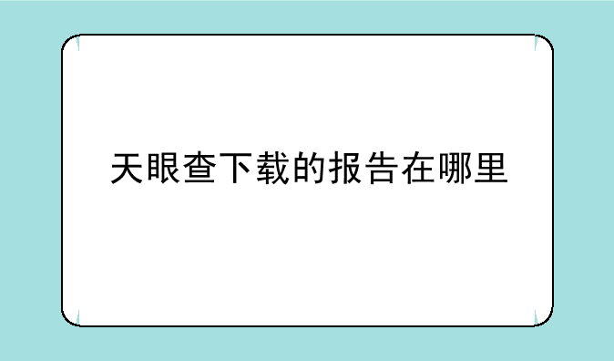 天眼查下载的报告在哪里