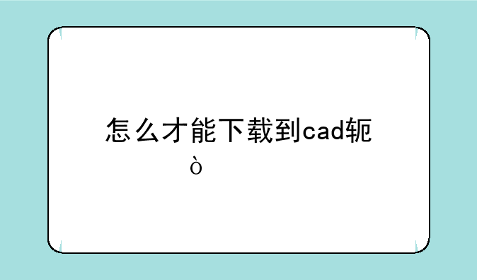 怎么才能下载到cad软件？