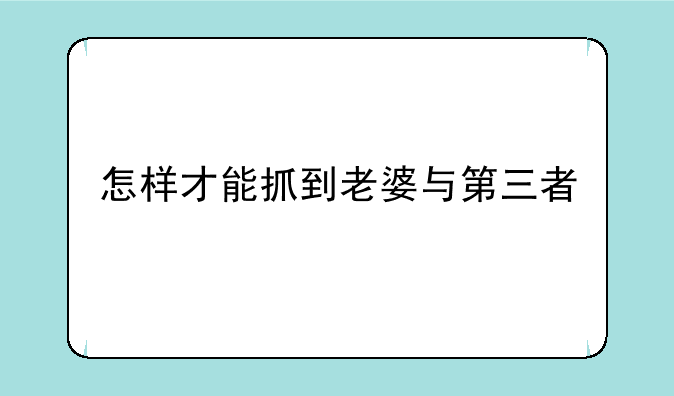 怎样才能抓到老婆与第三者