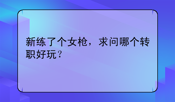 新练了个女枪，求问哪个转职好玩？
