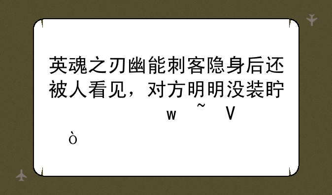 英魂之刃幽能刺客隐身后还被人看见，对方明明没装真视宝石啊？