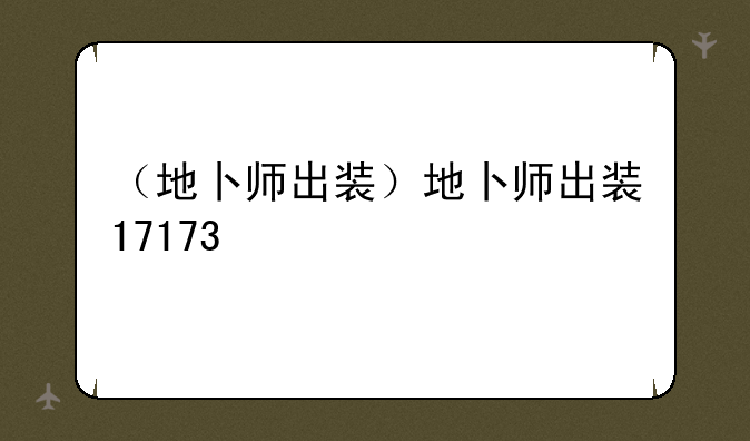 （地卜师出装）地卜师出装17173