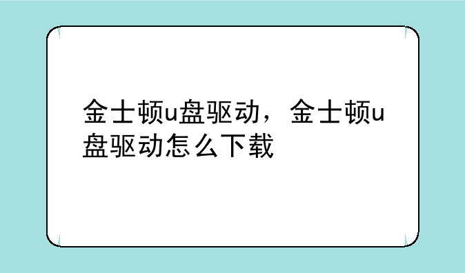 金士顿u盘驱动，金士顿u盘驱动怎么下载